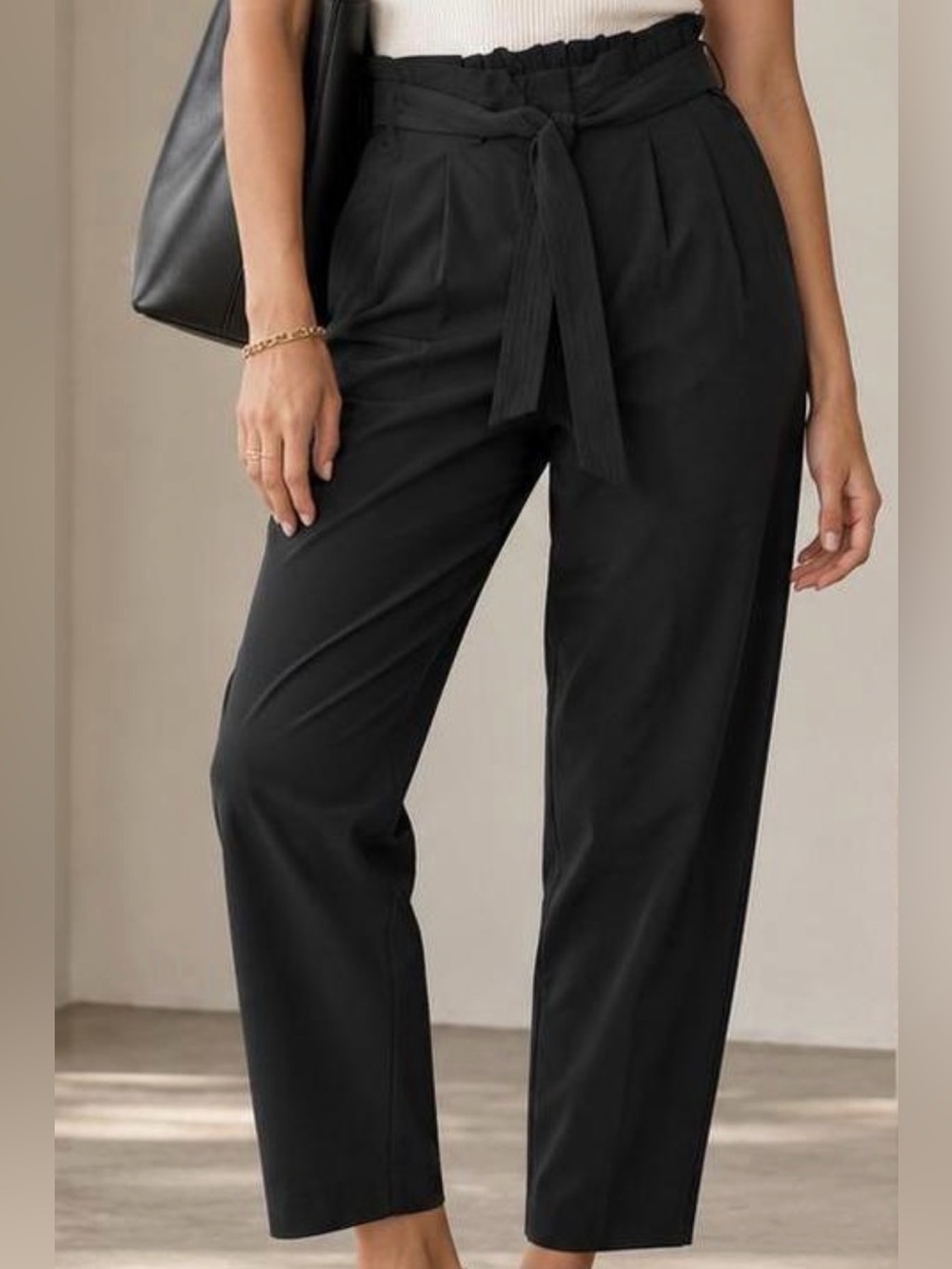 Athleta Black High-Waist Tie-Waist Trousers